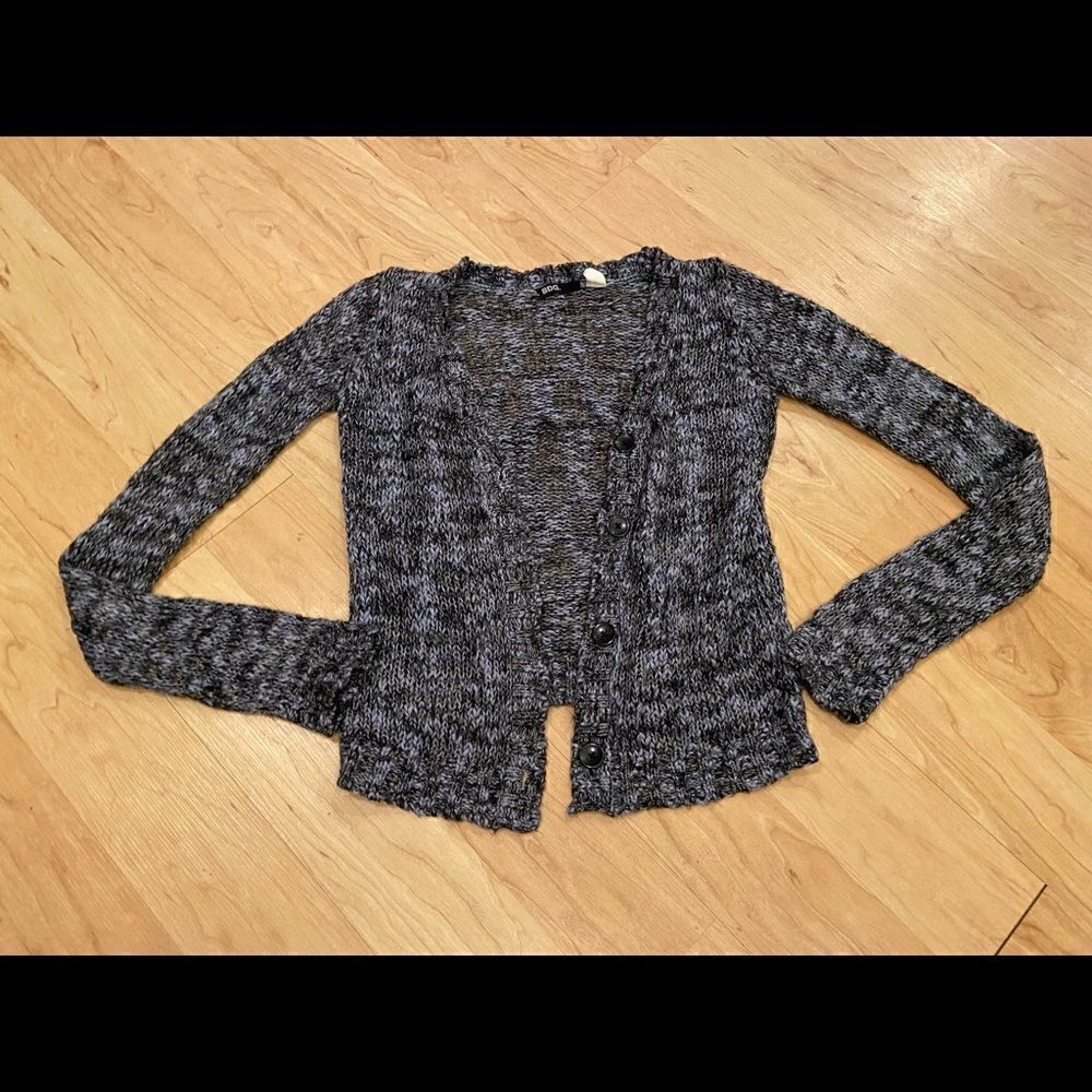 BDG Urban Outfitters black/light blue knit cardigan